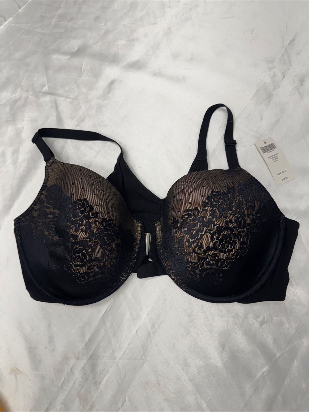 SOMA Black Lace Srtunning Support Full Coverage Bra sz. 38DD NWT